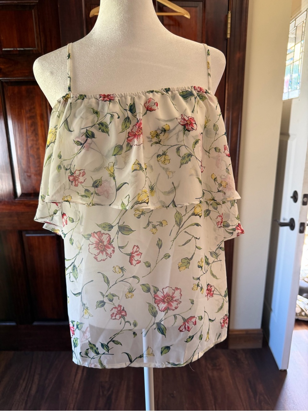 Forever 21 Floral cami/tank- Cream with Pink & Yellow Flowers